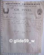 Facture Droguerie Vétérinaire - Manufacture De Patins Caoutchouc Pour Chevaux - Ch. PINEL - PARIS Le 28 Juillet 1908 - Agriculture