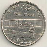 USA 25 Cent 2001 D  North Carolina KM #319 - 1999-2009: State Quarters