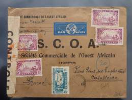 BEL AFFRANCHISSEMENT SUR LETTRE  PAR AVION DE DAKAR 1940=> MAROC  COVER BRIEFE BELEGE MULTIPLE 39/45 WW2 - Other & Unclassified