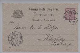 Heimat DE Bayern Uffenheim 1898-11-24 Auf GS Nach Würzburg - Postal  Stationery