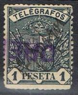 Sello 1 Pts Azul Telegrafos 1901, Lineal ORENSE, RARA Variedad, Num 36 º - Telegraph