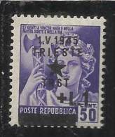 OCCUPAZIONE JUGOSLAVA DI TRIESTE 1945 L.1 SU CENT.50  MNH - Occ. Yougoslave: Fiume