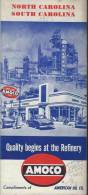 USA/North Carolina / South Carolina/Charlotte / Knoxville/AMOCO/American Oil Company/ 1950          PGC22 - Strassenkarten