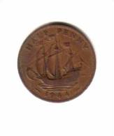 GREAT BRITAIN    1/2 PENNY  1944  (KM # 844) - C. 1/2 Penny