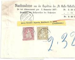 NN-Streifband  "St.Galler Volksblatt"  Uznach - Ilanz           1877 - Covers & Documents