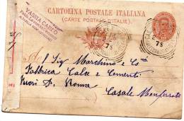 1899  CARTOLINA CON ANNULLO CASALE MONFERRATO ALESSANDRIA - Ganzsachen