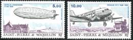 St PIERRE ET MIQUELON 1988  - PA 66 - 67 - Zeppelin - Douglas DC3  - Neuf Sans Charnière - Côte 7,60 €uros - Unused Stamps