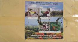 2scans INDIA 2012 Registered Letter FAUNA Biodiversity Animal Monkey Bird Frog MINI SHEET Block MS BF Complete Cover - Brieven En Documenten