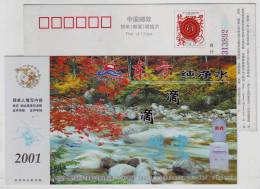 Forest Stream,drinking Water Machine,China 2001 Dongfang Pure Water Advertising Pre-stamped Card - Agua