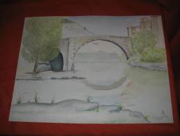 1 Aquarelle Efg Le Vigan Le Vieux Pont - Acuarelas