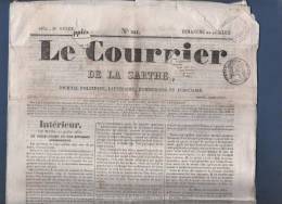 LE COURRIER DE LA SARTHE 22 07 1832 LE MANS NANTES - PLOERMEL - AIX - PORTUGAL - EGYPTE - POLOGNE - ILE MAURICE BERANGER - 1800 - 1849