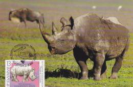 Carte Maximum BULGARIE  N° Yvert  3169 (RHINOCEROS) Obl Sp Ill 1er Jour 1988 - Storia Postale