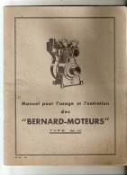 Manuel Pour L'usage,l'entretien, Bernard Moteurs Type W.10. Moteur Bernard - Landwirtschaft