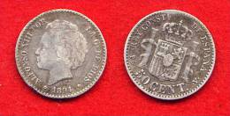 ESPAGNE - ESPAÑA - SPAIN - ALPHONSE XIII - ALFONSO XIII - 50 Centimos 1894 - Other & Unclassified