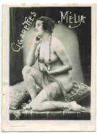 CHROMO EROTIQUE FEMMES  PIN UP Cigarettes MELIA  : " Femme Ronde Aux Seins Nus  " - Melia