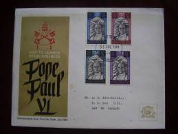 KUT 1969 VISIT Of POPE PAUL VI To UGANDA Issue 4 Values To 2/50  On FDC. - Kenya, Uganda & Tanzania