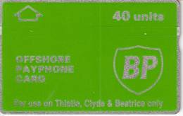 TARJETA DE REINO UNIDO DE BP 40 UNITS THISTLE, CLYDE & BEATRICE ONLY - Boorplatformen