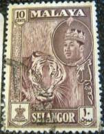 Malaysia 1961 Selangor Tiger Sultan Salahuddin Abdul Aziz Shah 10c - Used - Selangor