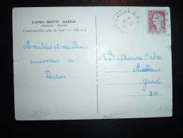 CP MARIANNE DE DECARIS 0,25F OBL. HEXAGONALE  TIRETEE 18-8-1966 VALLON CP (07 ARDECHE) CORRESPONDANT POSTAL - 1960 Marianne (Decaris)