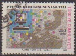 Turquia 1990 Scott 2492 Sello º 150 Aniversario Telegrafo Y Ordenador Yvert 2659 Michel 2911A Turkey Stamps Timbre - Used Stamps