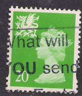 WALES GB 1997 - 98 20p Bright Green Used Machin Stamp No P On Value SG W79.( K514 ) - Pays De Galles