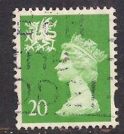 WALES GB 1997 - 98 20p Bright Green Used Machin Stamp No P On Value SG W79.( K513 ) - Wales