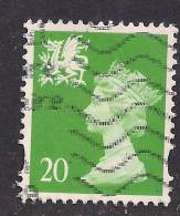 WALES GB 1997 - 98 20p Bright Green Used Machin Stamp No P On Value SG W79.( K516 ) - Wales