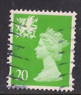 WALES GB 1997 - 98 20p Bright Green Used Machin Stamp No P On Value SG W79.( K521 ) - Wales