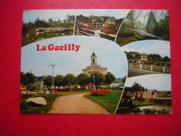 CPM 56 LA GACILLY  MULTI VUES  LE JARDIN PUBLIC LES TABLETTES DE COURNON  LE LAVOIR VU DU PONT  ETC VOYAGEE  1977 TIMBRE - La Gacilly