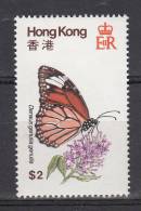 Hong Kong MNH Scott #357 $2 Danaus Genutia - Inklines To Left Of Wings - Ongebruikt