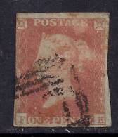 GB 1841 QV 1d Penny Red IMPERF Blued Paper (F & K )  ( K727 ) - Used Stamps