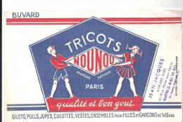 Buvard Tricots NOUNOU Paris Qualité Et Bon Gout. Buvard Offert Par Madame Suzé 42 Rue Porte-aux-Saint à Mantes (S&O) - Textilos & Vestidos