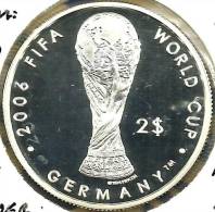 FIJI $2 CUP GERMANY SOCCER SPORT FRONT QEII HEAD BACK 2004 PROOF AG SILVER KM108 READ DESCRIPTION CAREFULLY!! - Fiji