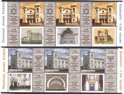 THE GREAT JEWISH TEMPLE IN RADAUTI,  MINT FULL SET, TRIPTIK  + LABELS,** MNH 2013, ROMANIA. - Unused Stamps