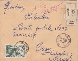 Bone 1951 - Lettre Recommandée Algérie Avec étiquette Recommandation - Lettres & Documents