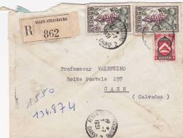 Alger Strasbourg 1951 - Lettre Recommandée Algérie Avec étiquette Recommandation - Briefe U. Dokumente