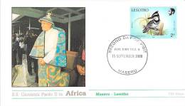 LESOTHO FDC CATHOLIQUE VOYAGE  PAPE  JEAN PAUL II   Pope John Paul II Papst Johannes Paul II  PAPA Jonas Paulius II - Lesotho (1966-...)