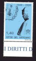 Vaticano ** - 2008 - Visita Di Sua Santità All´ONU. Unif. 1481 - Unused Stamps