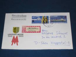 Postal Stationery DDR Ganzsache Deutschland 1986 90 Pf Leipziger Messe Einschreiben Dreden - Wuppertal Recommande - Umschläge - Gebraucht