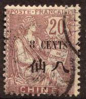 China France P.O. 1907 8c On 20c  VFU - Autres & Non Classés