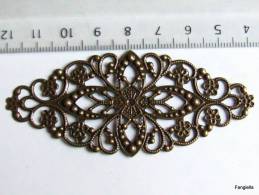 5 Estampe Métal Filigrane Couleur Bronze 81x34mm - Perles