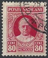 1929 VATICANO USATO CONCILIAZIONE 80 CENT - VTU008-14 - Gebraucht