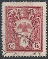 1933 VATICANO USATO GIARDINI E MEDAGLIONI 5 CENT - VTU014-3 - Gebraucht