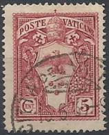 1933 VATICANO USATO GIARDINI E MEDAGLIONI 5 CENT - VTU014-8 - Gebraucht