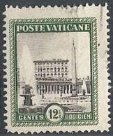 1933 VATICANO USATO GIARDINI E MEDAGLIONI 12 1/2 CENT - VTU016-12 - Gebraucht