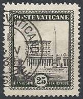 1933 VATICANO USATO GIARDINI E MEDAGLIONI 25 CENT - VTU018 - Gebraucht