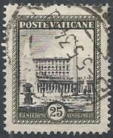 1933 VATICANO USATO GIARDINI E MEDAGLIONI 25 CENT - VTU018-2 - Gebraucht