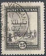 1933 VATICANO USATO GIARDINI E MEDAGLIONI 25 CENT - VTU018-5 - Gebraucht