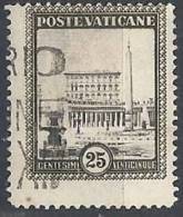 1933 VATICANO USATO GIARDINI E MEDAGLIONI 25 CENT - VTU018-9 - Gebraucht