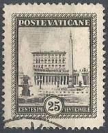 1933 VATICANO USATO GIARDINI E MEDAGLIONI 25 CENT - VTU018-10 - Gebraucht